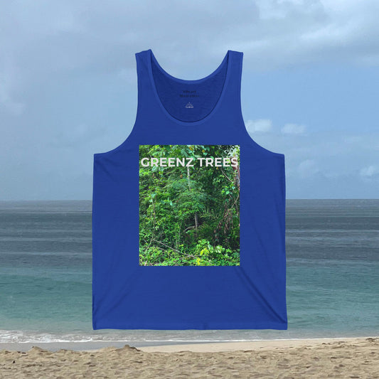 Green Forest Trees Tank Top – Nature Inspired Unisex Eco-Friendly Outdoor Wear | Adventure Style Island Apparel