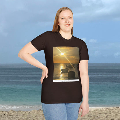 Golden Harbor Sunset T-Shirt | Original Caribbean Photography