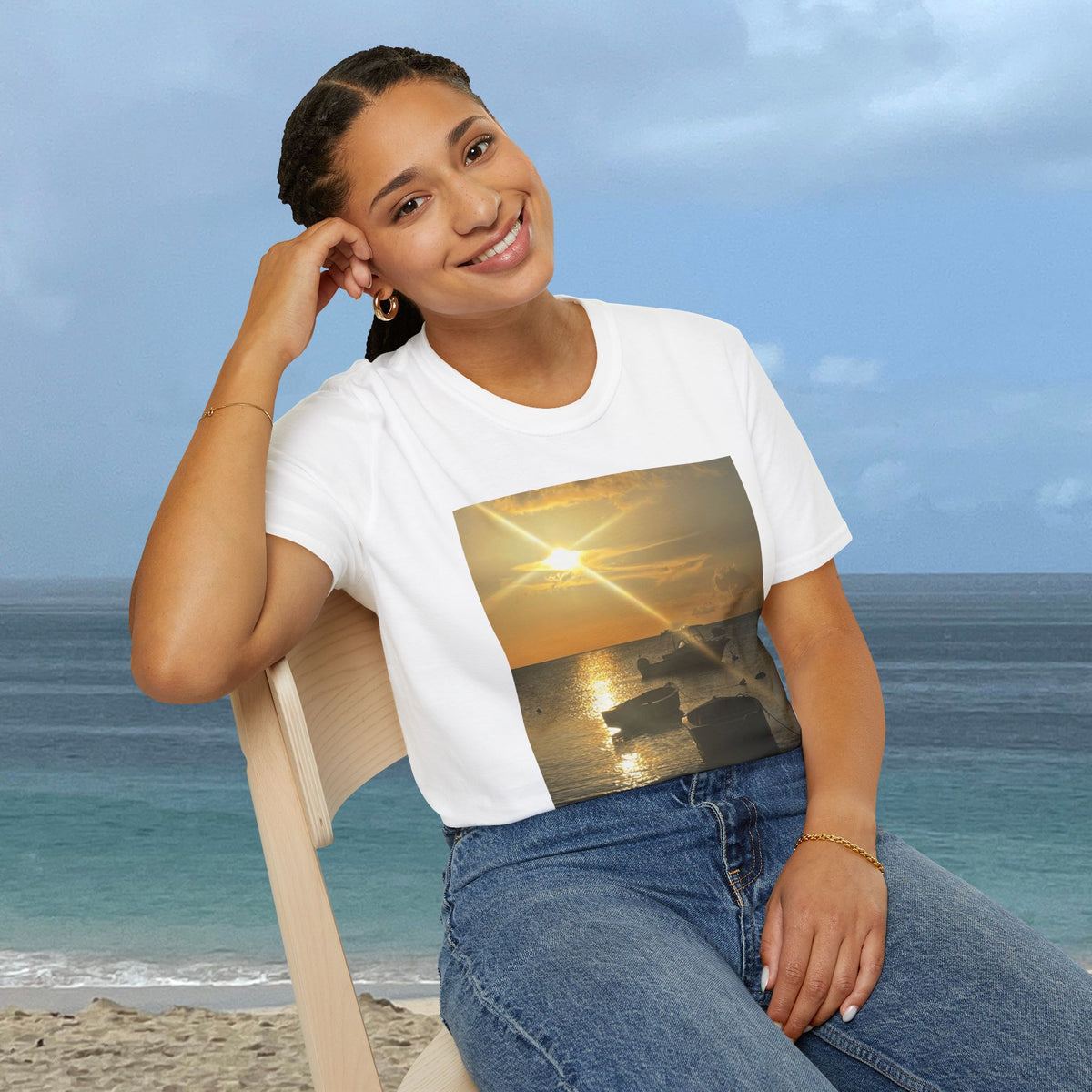 Golden Harbor Sunset T-Shirt | Original Caribbean Photography