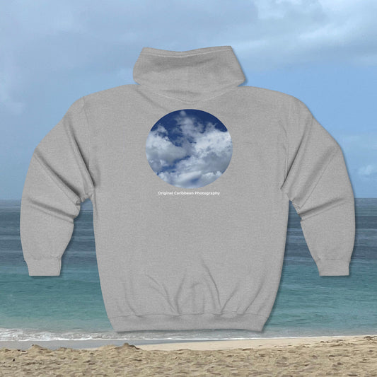 Cloud Print Full Zip Hoodie | Original Caribbean Photography
