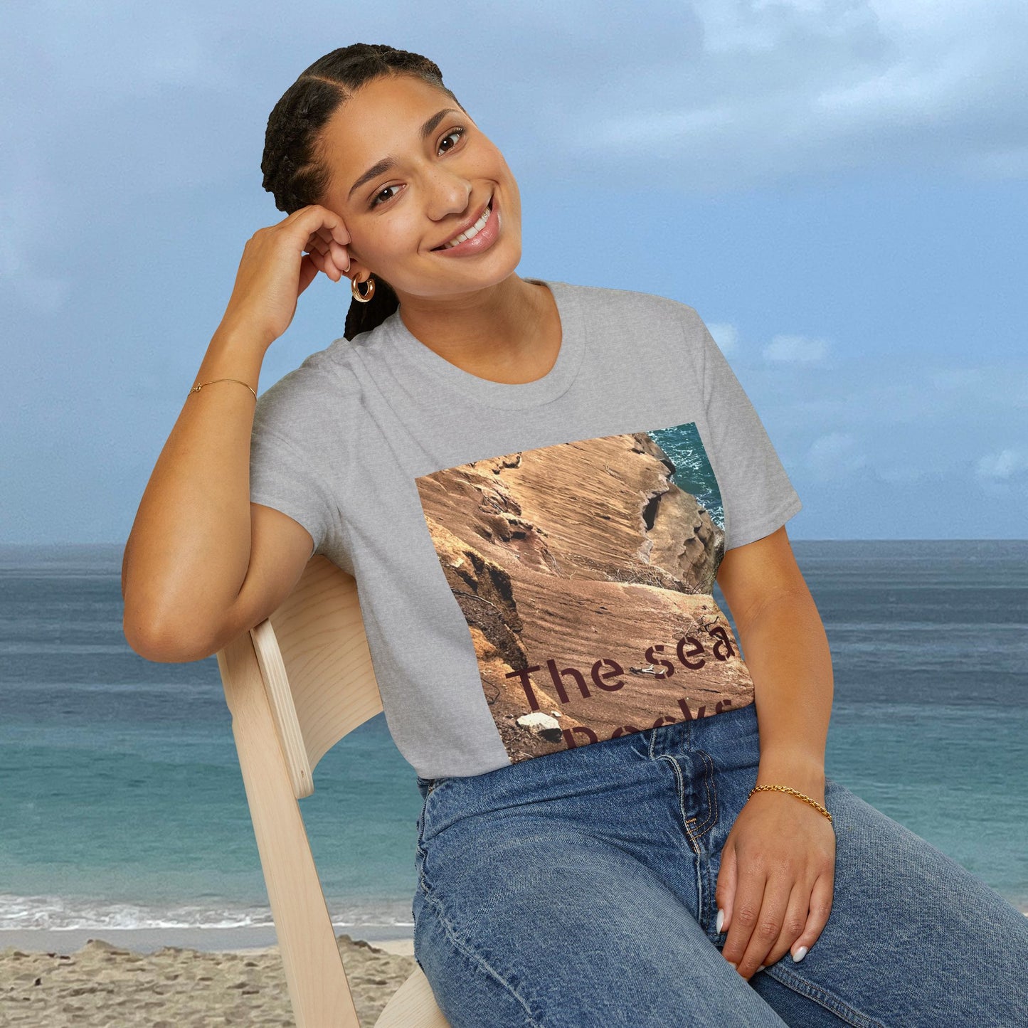 The Sea Rocks Nature Scene Unisex Soft Style T-Shirt