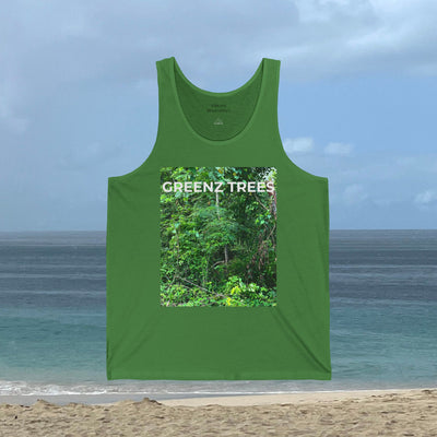 Green Forest Trees Tank Top – Nature Inspired Unisex Eco-Friendly Outdoor Wear | Adventure Style Island Apparel