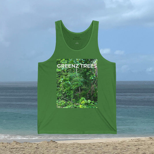 Green Forest Trees Tank Top – Nature Inspired Unisex Eco-Friendly Outdoor Wear | Adventure Style Island Apparel